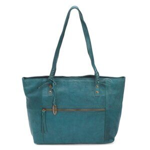 BORN Mineral Blue Leather Midwood Tote